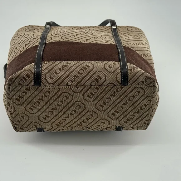 Vintage Coach Lozenge Tote Bag Beige Brown - Picture 6 of 9